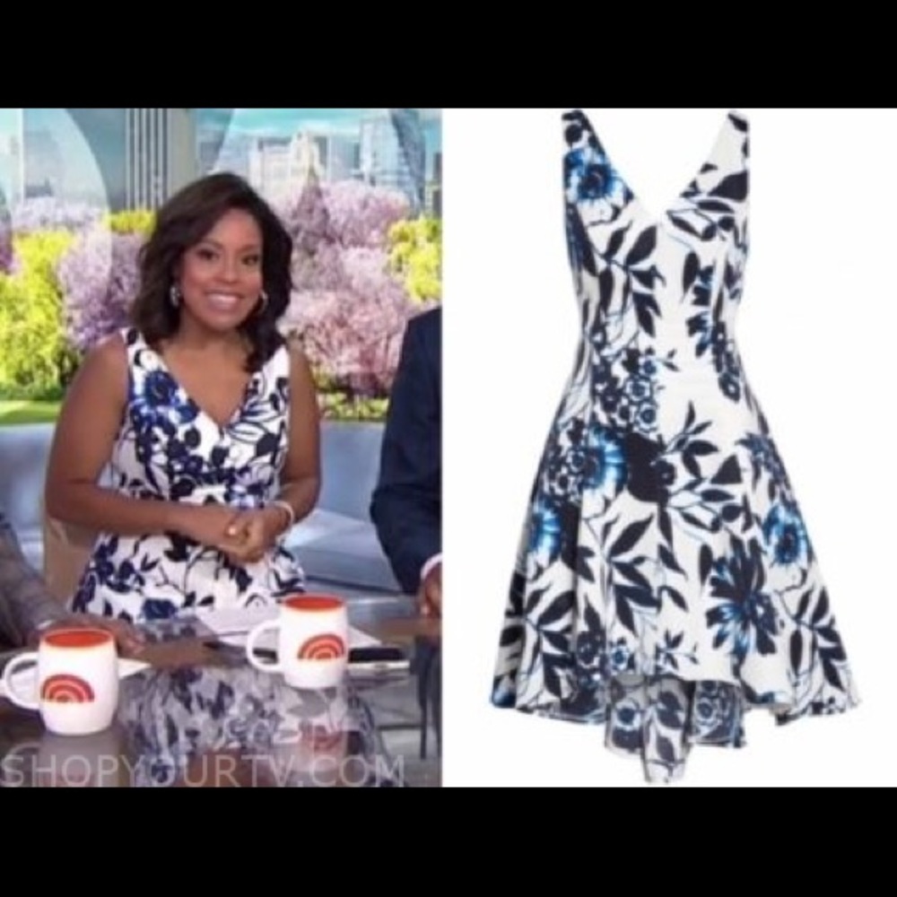 Eliza J Blue and Black Floral High Low Dress